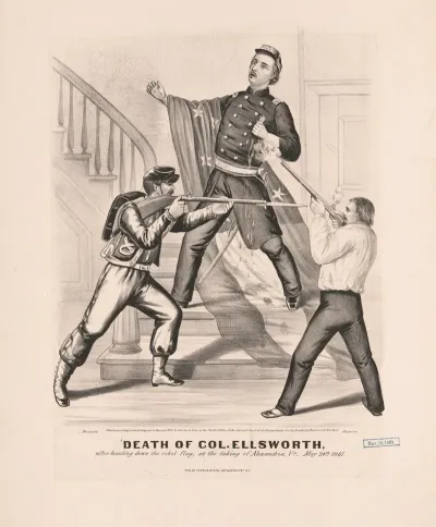 Death Of Col Ellsworth After Hauling Down The Rebel Flag At The Taking Of Alexandria Va May 24th 1861