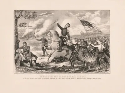 Death Of General Lyon At The Head Of His Troops While Successfully Charging The Rebel Forces At The Battle Of Wilsons Creek Missouri Aug 10th 1861