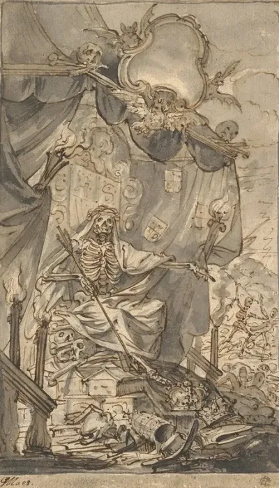 Death On A Canopied Throne Design For A Title Page