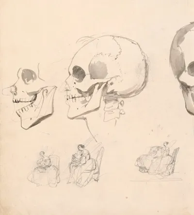 Deaths Head And Seated Woman With Child