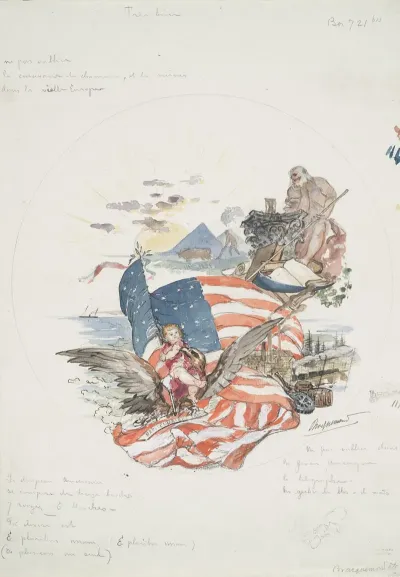 Decor De Plat Le Vieux Monde Et La Jeune Amerique