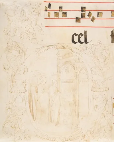 Decorated Initial With Scene Of Christ Entering The Temple