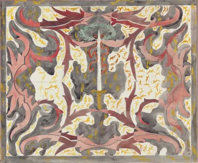 Decoratief Ontwerp Met Opstaande Degen