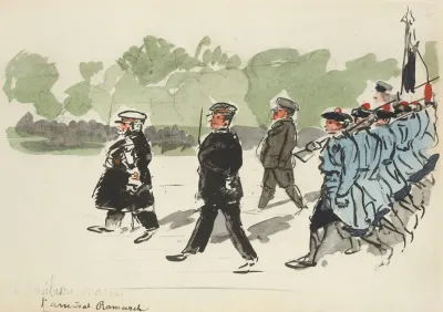 Defile Du 14 Juillet 1919 Les Fusiliers Marins Lamiral Romarch