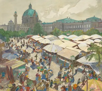 Der Alte Naschmarkt Mit Der Karlskirche Um 1910