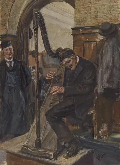 Der Blinde Harfenist Paul Oprawil 1817 1900 Im Metkeller Zum Susen Lochel