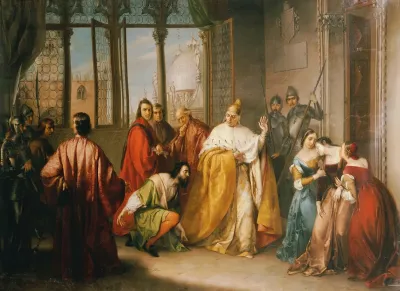 Der Doge Francesco Foscari Schickt Seinen Sohn Giacomo In Die Verbannung I Due Foscari