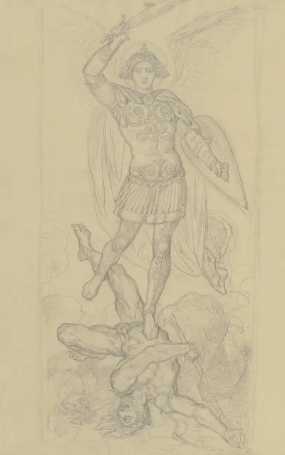 Der Erzengel Michael Sturzt Den Satan