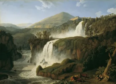 Der Grose Wasserfall Von Tivoli Bei Rom
