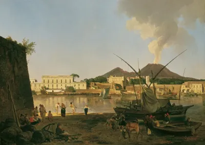 Der Hafen Granatella Bei Portici Mit Dem Vesuv Im Hintergrund
