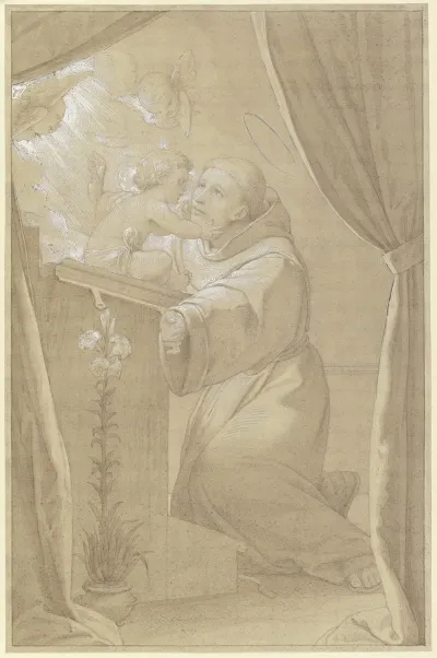 Der Heilige Antonius Von Padua Dem Das Jesuskind Im Gebet Erscheint