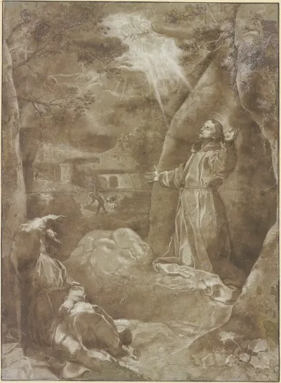 Der Heilige Franziskus Empfangt Im Beisein Bruder Leos Von Assisi Die Wundmale