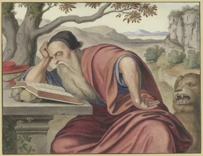 Der Heilige Hieronymus In Einer Landschaft Lesend