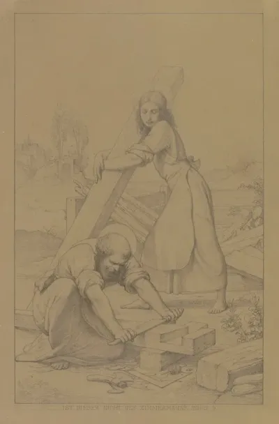 Der Heilige Joseph Und Jesus Als Zimmerleute