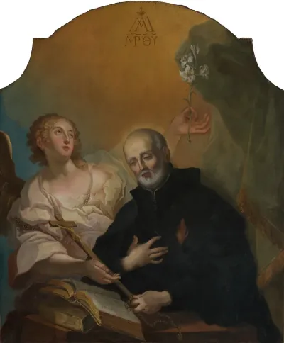 Der Heilige Joseph Von Calasanza Meditierend Mit Einem Engel