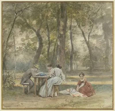 Der Kunstler Mit Seiner Familie In Ferien