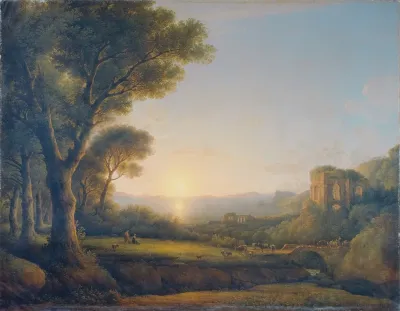 Der Meerbusen Von Baiae Bei Sonnenuntergang