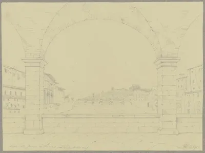 Der Ponte Alle Grazie In Florenz Vom Ponto Vecchio Aus Gesehen