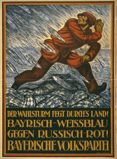 Der Wahlsturm Fegt Durchs Land Bayerisch Weissblau Gegen Russisch Rot Bayerische Volkspartei