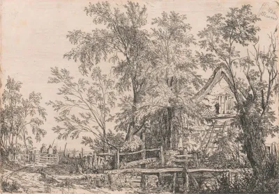 Derelict Cottage In Landscape With Figures