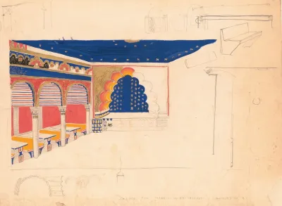 Design Drawing For A Restaurant Madrillon Restaurant Washington D C Interior Perspective Of Arcade And Stage