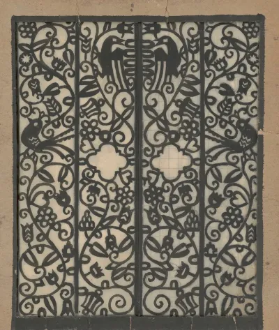 Design Drawings For The Theodore Weicker Apartment Building Study For Metalwork Gate