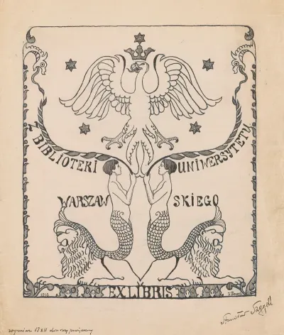 Design For A Bookplate Of The University Of Warsaw Library