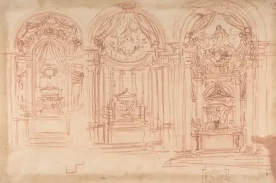Design For A Catafalgue Used On The Occasion Of The Canonization Of Saint Mary Magdalen De Pazzi Florence 1669