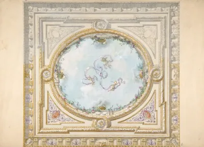 Design For A Ceiling In Rococo Style With A Trompe Loeil Oculus