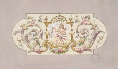 Design For A Ceiling With A Putto Set In A Border