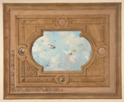 Design For A Ceiling With A Trompe Loeil Sky Filled With Birds