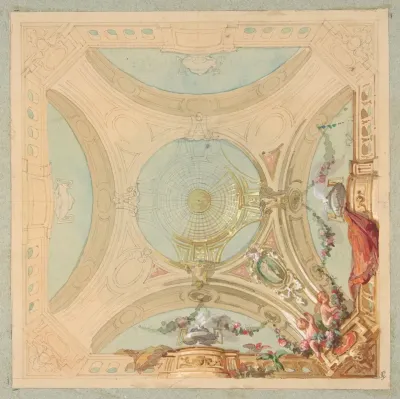 Design For A Ceiling With Garland Bearing Putti
