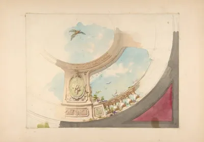 Design For A Ceiling With Trompe Loeil Balustrade And Sky 2