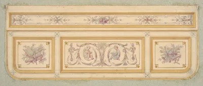 Design For A Ceiling With Two Putti And Symbols For The Arts