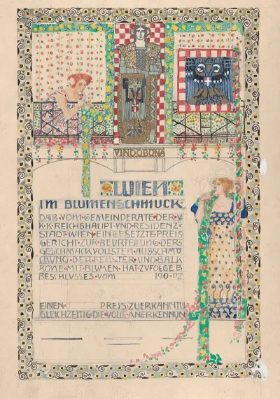 Design For A Certificate Awarded By The City Of Vienna For The Most Beautiful Floral Balcony Decorations 2