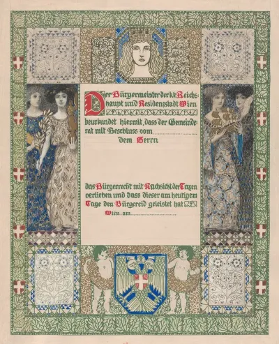 Design For A Certificate Of Citizenship Awarded By The City Of Vienna 2