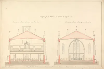 Design For A Chapel At Enfield Transverse Sections East And West End