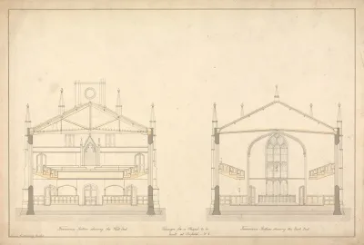 Design For A Chapel At Enfield Transverse Sections Of The East And West End