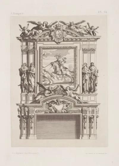 Design For A Chimney Piece With Central Equestrian Portrait