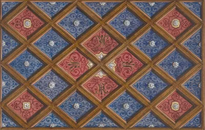 Design For A Coffered Ceiling With Painted Initials Sri
