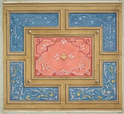 Design For A Coffered Ceiling With Painted Panels