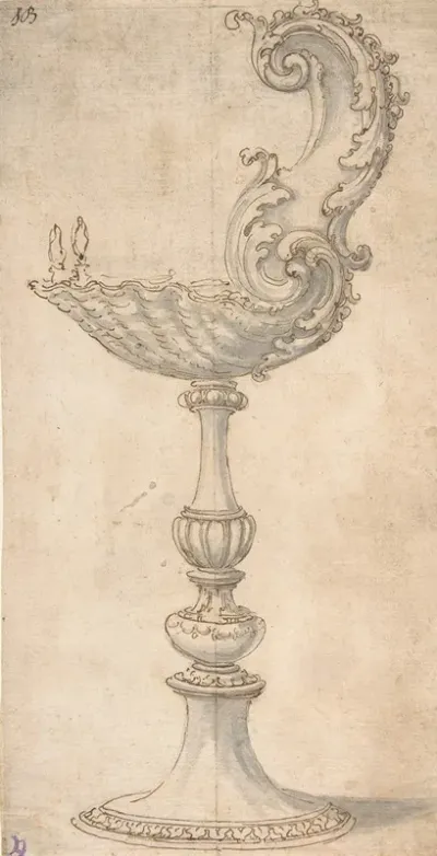 Design For A Cup Or Reliquary Composed Of A Shell And S Volute