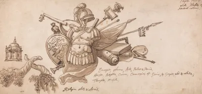 Design For A Decoration Incorporating Motifs Allusive To The Arts Arms And Religion