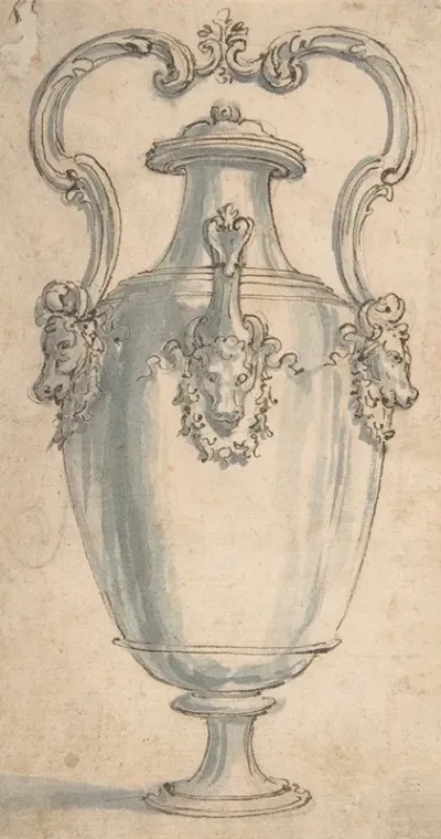 Design For A Ewer With Bulls Heads Under The Handels And Spout