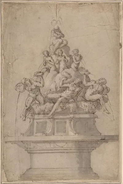 Design For A Fountain With Rivergods And Nymphs