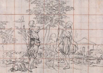 Design For A Frontispiece Shepherds With Flock