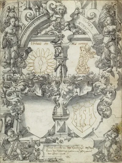 Design For A Marriage Window With The Seasons Spring And Summer