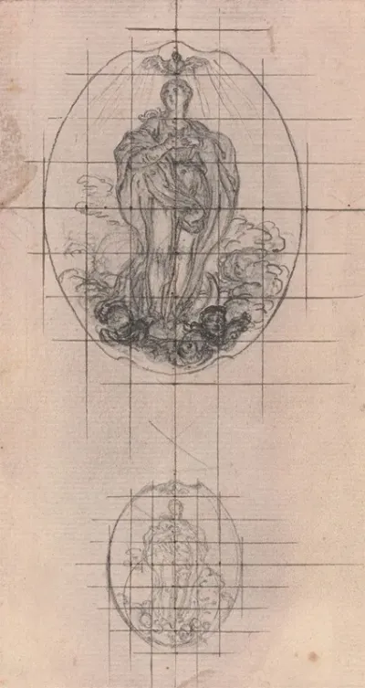 Design For A Medal Figure Of The Virgin