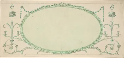 Design For A Mirror In The Form Of A Horizontal Oval Elevation