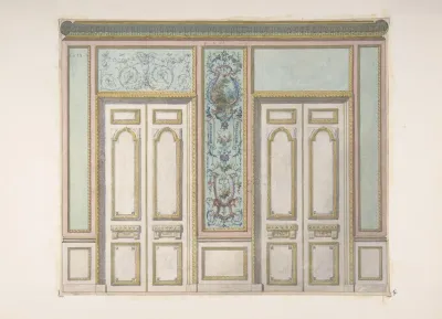 Design For A Pair Of Doors Joined By An Ornamental Panel